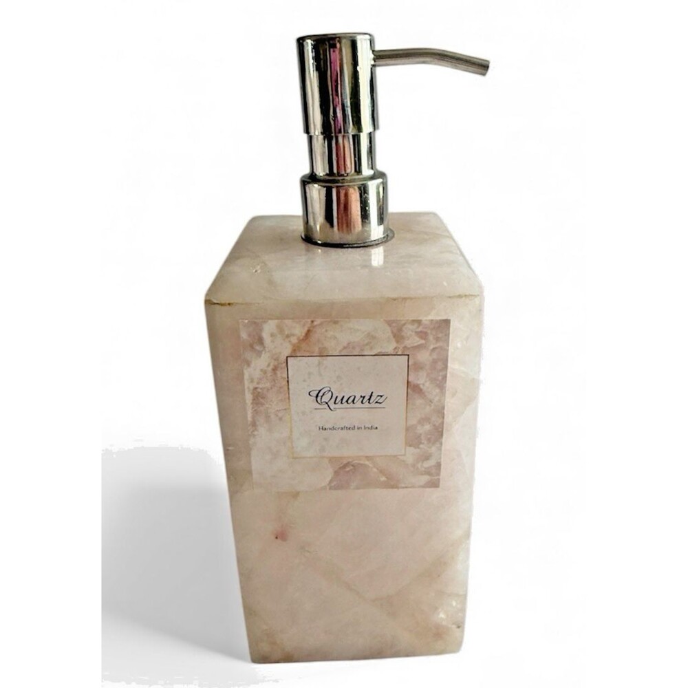 Elegant Pink Quartz Stone Hand Soap Lotion Dispenser Luxury Bathroom Accessory